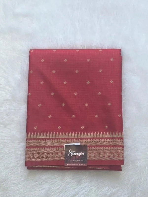 Butta Small Checks Purple Semi Silk Saree
