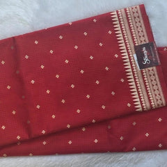 Butta Small Checks Purple Semi Silk Saree