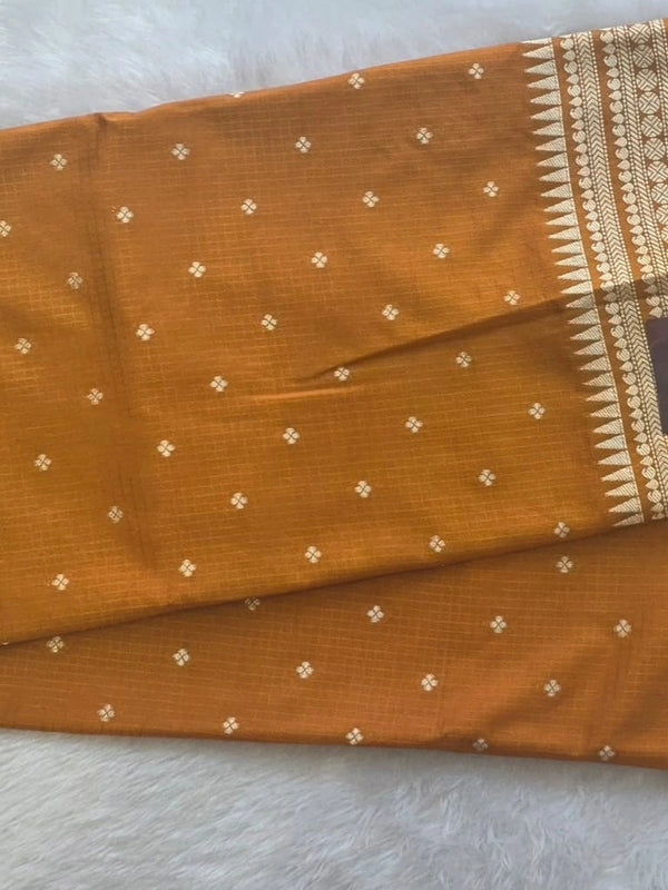 Butta Small Checks Purple Semi Silk Saree