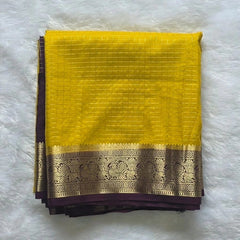 Crepe Silk Yellow Purple Saree
