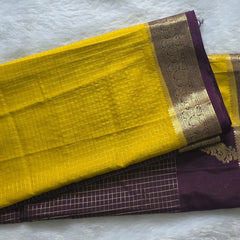 Crepe Silk Yellow Purple Saree