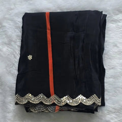 Contrast Black White Crepe Saree