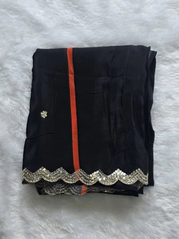 Contrast Black White Crepe Saree