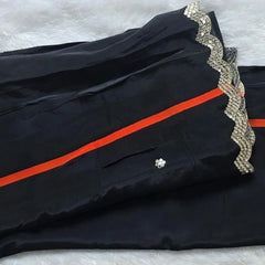 Contrast Black White Crepe Saree