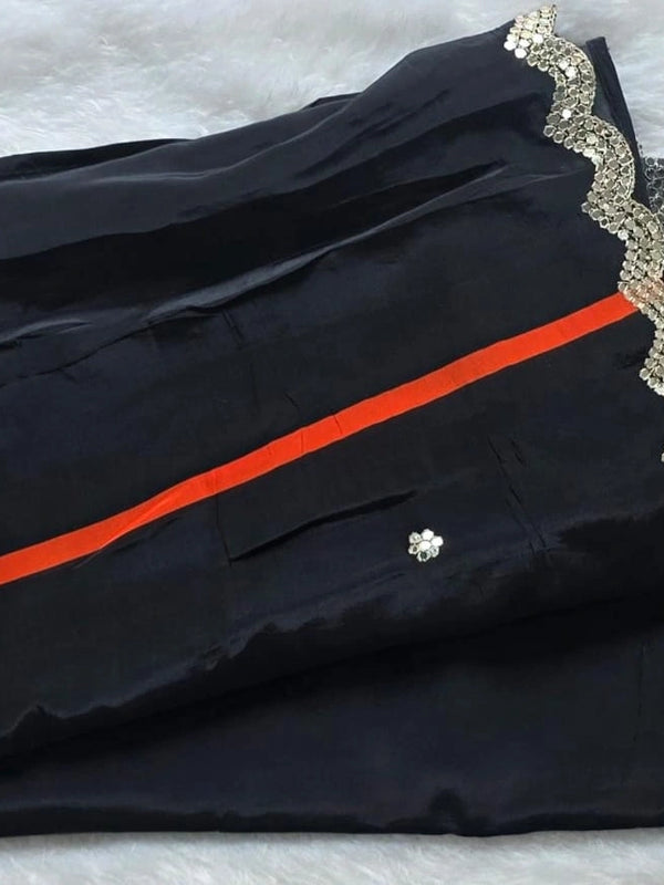 Contrast Black White Crepe Saree