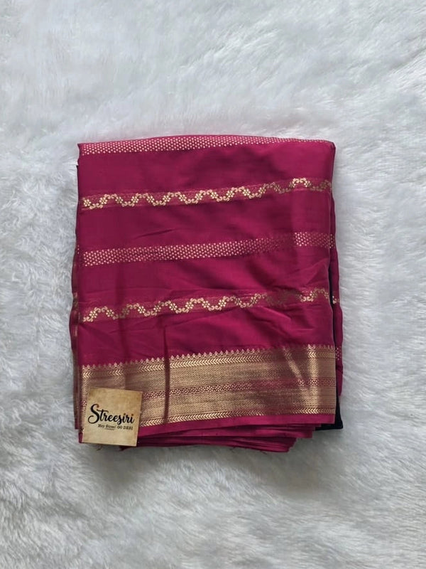 Half and Half Navy Pink Semi Crepe Silk Saree