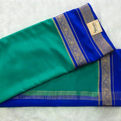 Pure Mysore Crepe Green Royal Blue Silk Saree