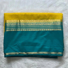Viscose Chex Yellow and Rama Green Saree