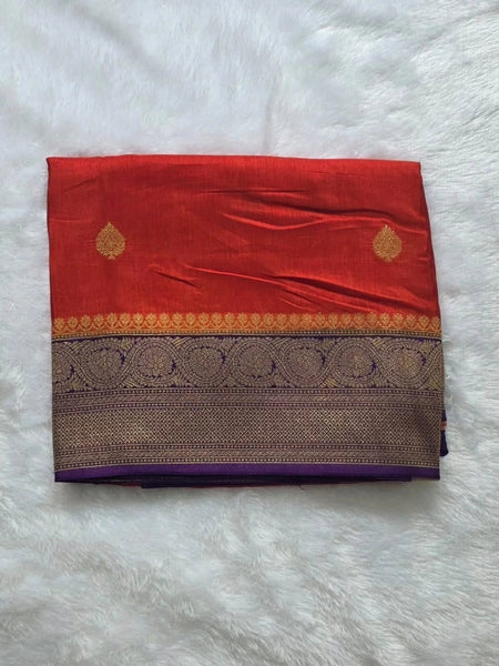 Viscose Dola -Orange And Purple Saree
