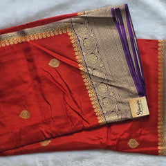 Viscose Dola -Orange And Purple Saree