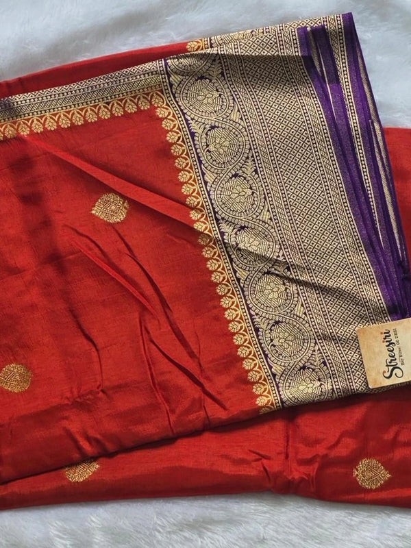 Viscose Dola -Orange And Purple Saree