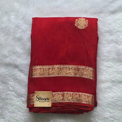 Semi Silk Red Saree
