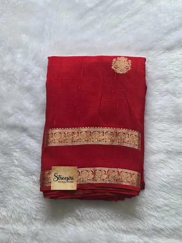 Semi Silk Red Saree