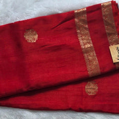 Semi Silk Red Saree