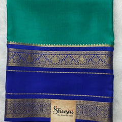 Pure Mysore Crepe Green Royal Blue Silk Saree