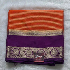 Contrast Lines Purple Pink Semi Crepe Silk Saree