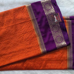 Contrast Lines Purple Pink Semi Crepe Silk Saree