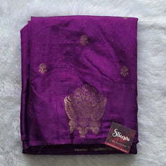 Floral Purple Semi Silk Saree