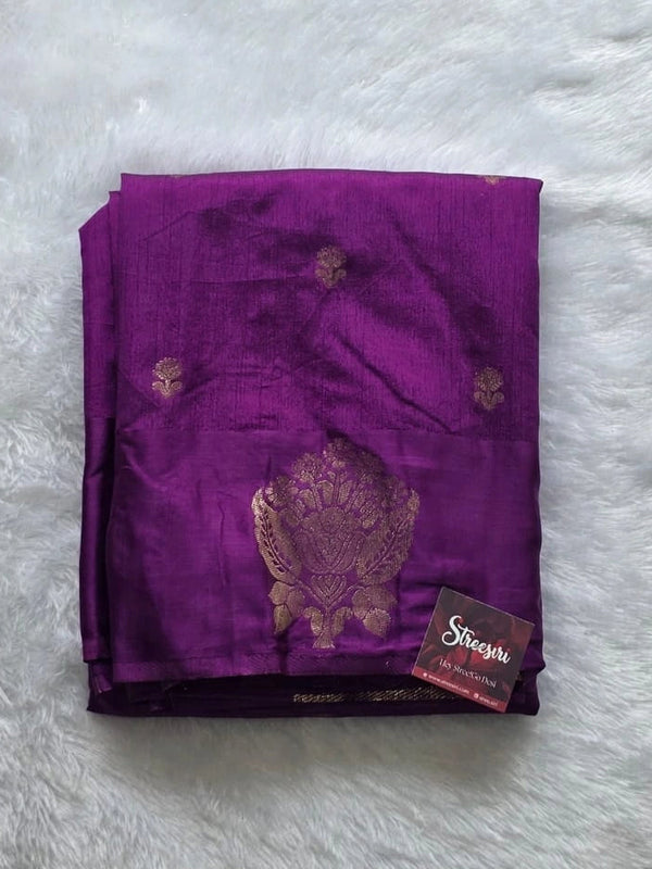 Floral Purple Semi Silk Saree