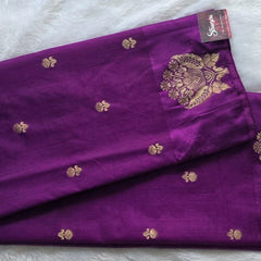Floral Purple Semi Silk Saree