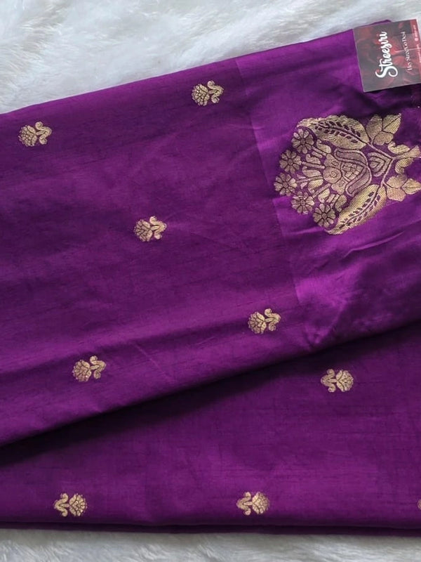 Floral Purple Semi Silk Saree