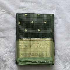 Semi Silk Bottle And Pista Green Saree