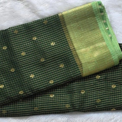 Semi Silk Bottle And Pista Green Saree
