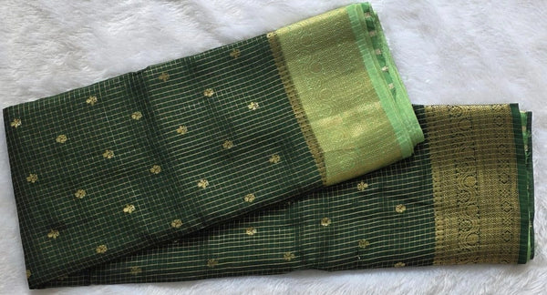 Semi Silk Bottle And Pista Green Saree
