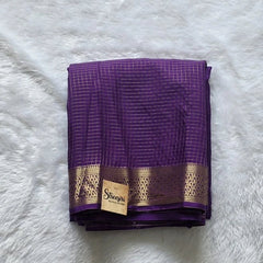 Half Checks Purple Semi Crepe Silk Saree