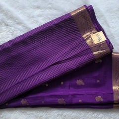 Half Checks Purple Semi Crepe Silk Saree