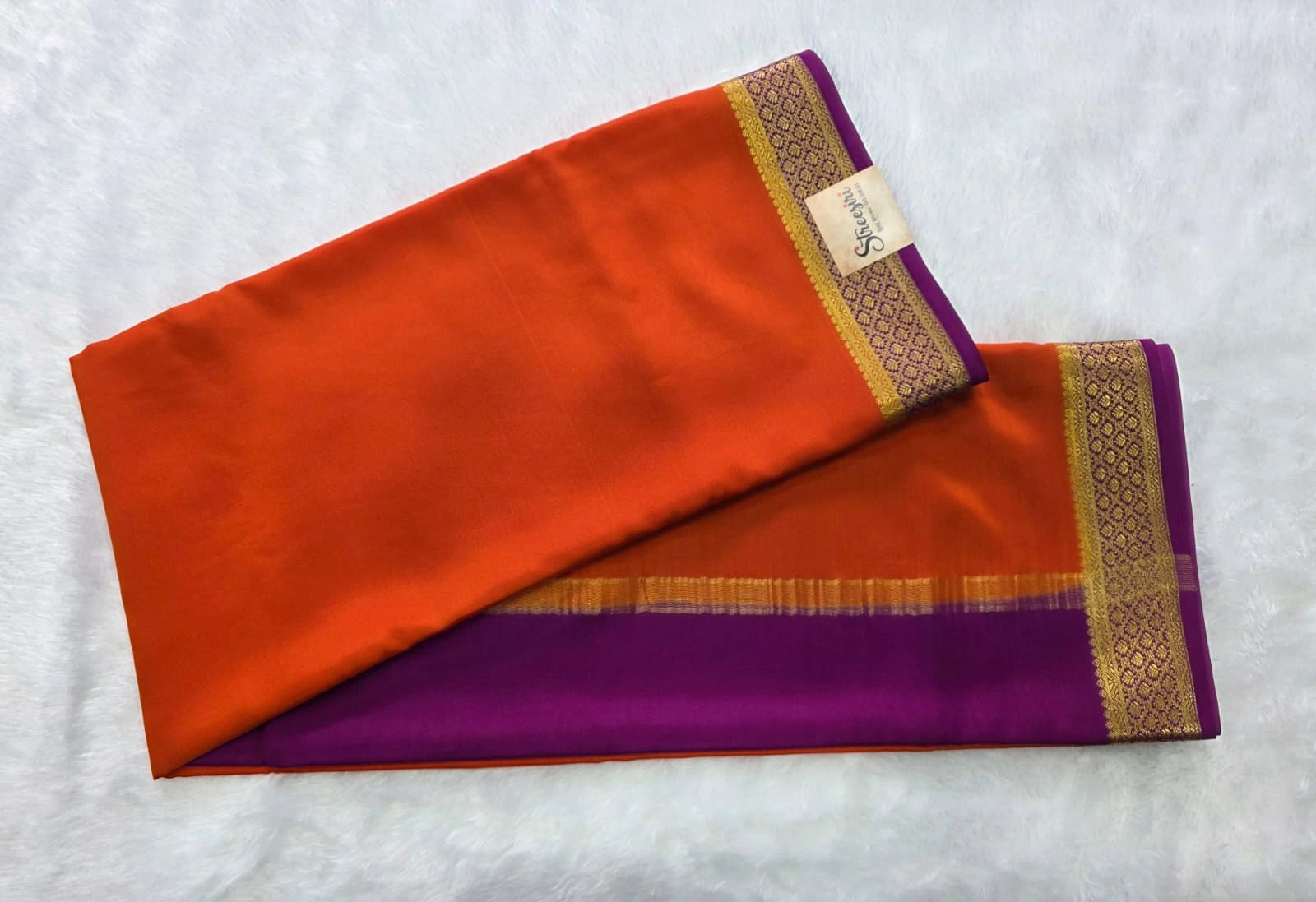 Pure Mysore Silk Orange Purple