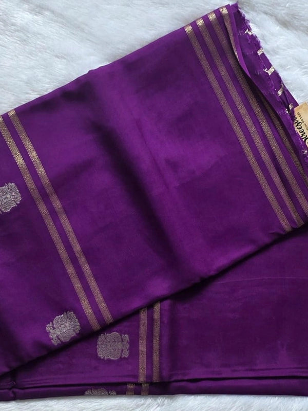 English Crepe Purple Silk Saree