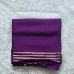 English Crepe Purple Silk Saree