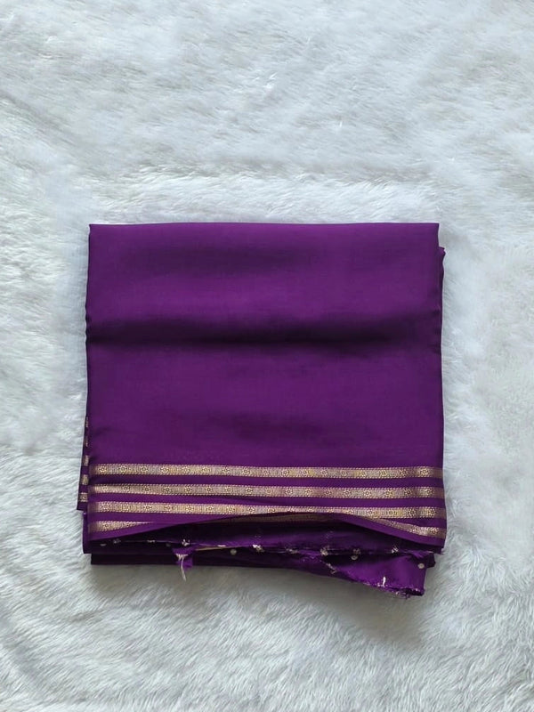English Crepe Purple Silk Saree