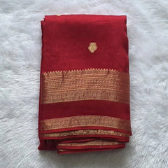 Red And Green Semi Silk Saree
