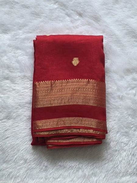 Red And Green Semi Silk Saree