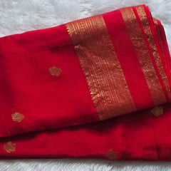 Red And Green Semi Silk Saree