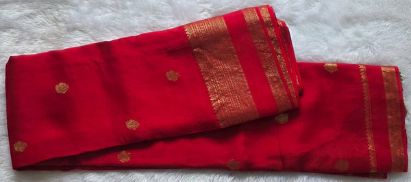 Red And Green Semi Silk Saree