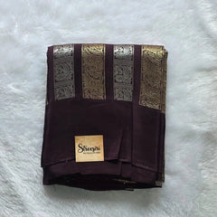 Brocade Wine Semi Silk Saree