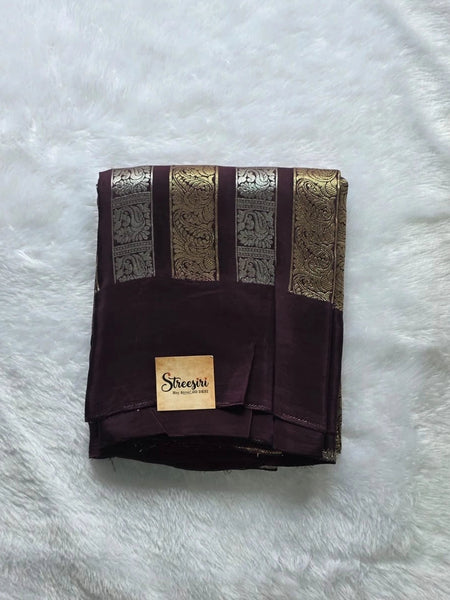 Brocade Wine Semi Silk Saree
