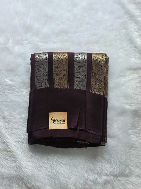Brocade Wine Semi Silk Saree