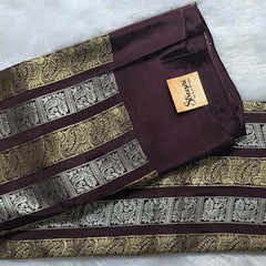 Brocade Wine Semi Silk Saree