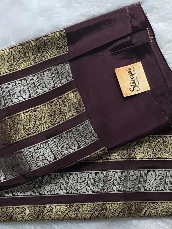 Brocade Wine Semi Silk Saree