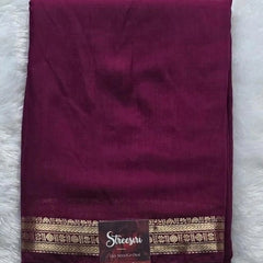 Assam contrast Wine Semi Silk Saree