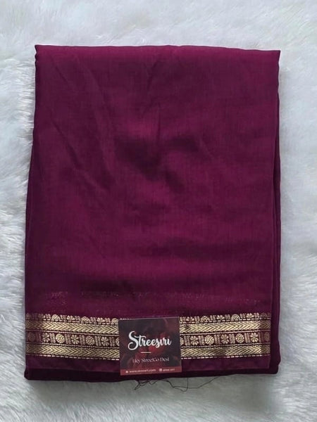 Assam contrast Wine Semi Silk Saree