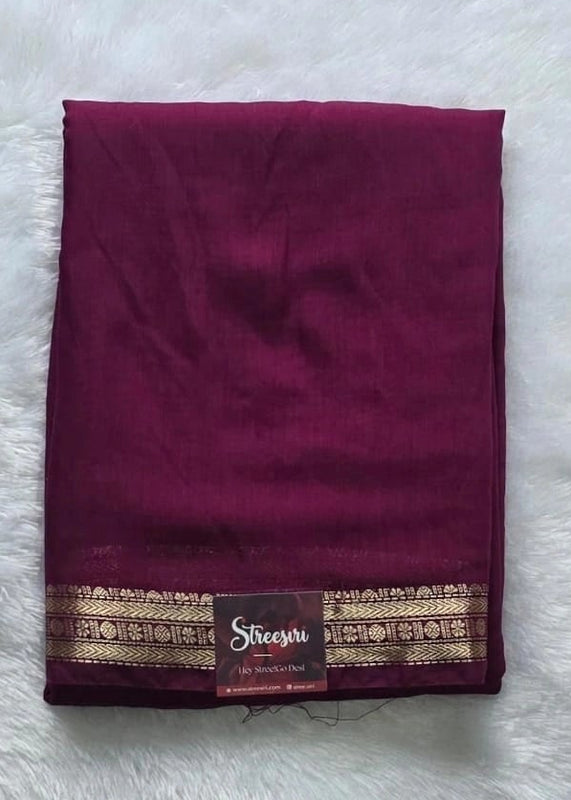 Assam contrast Wine Semi Silk Saree