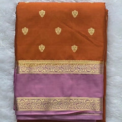 Contrast Honey Baby Pink Semi Silk Saree