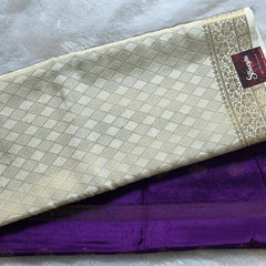 Gajal Purple White Crepe Silk Saree