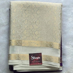 Gajal Purple White Crepe Silk Saree