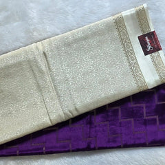 Gajal Purple White Crepe Silk Saree